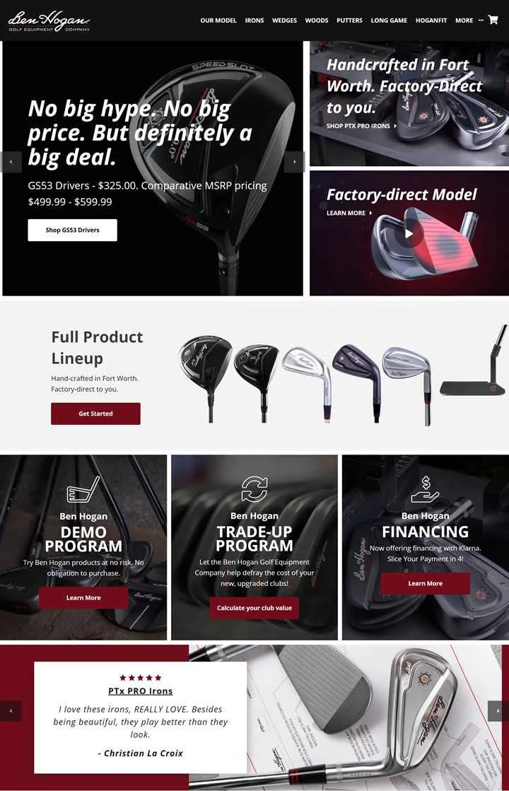 工場直販価格で伝説的なパフォーマンス：ベン・ホーガン・ゴルフ