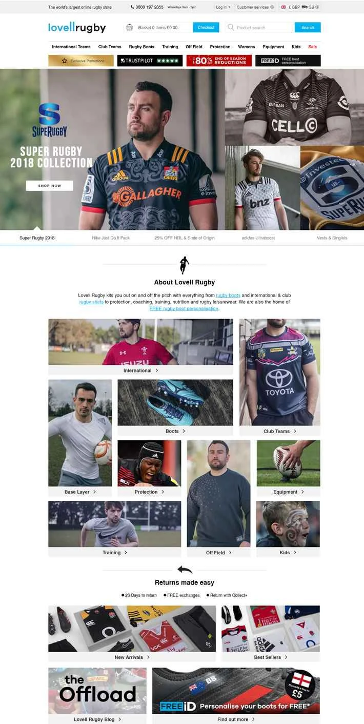 世界最大のオンライン ラグビー ストア、Lovell Rugby。
