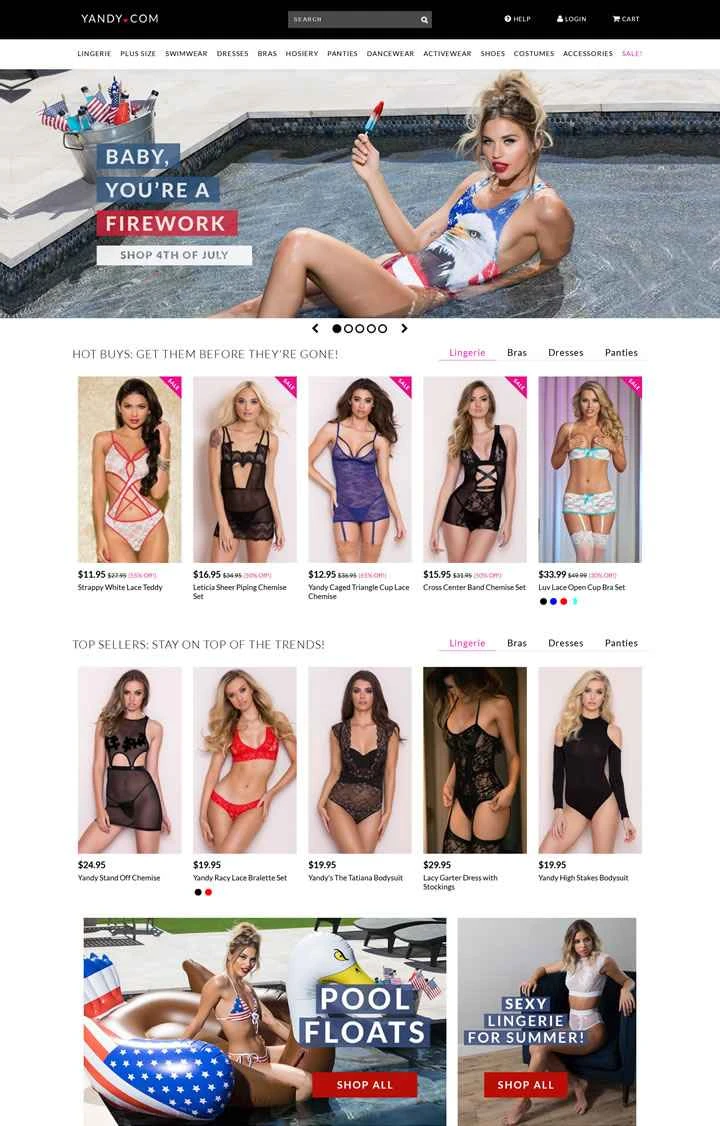アメリカのセクシーランジェリーショップ：Yandy