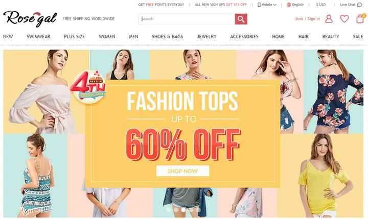 メンズ・レディースファッションとヴィンテージスタイルのオンラインショッピング：RoseGal（世界中送料無料）