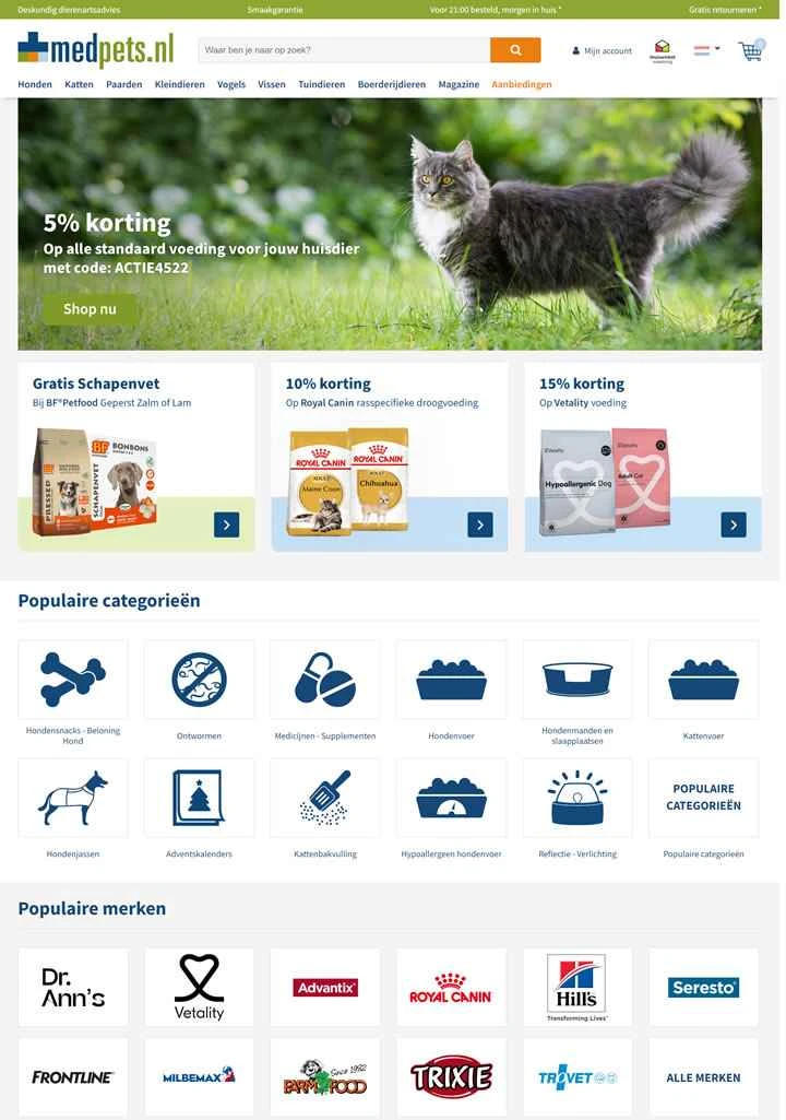 オランダのオンライン動物用医薬品店：Medpets.nl