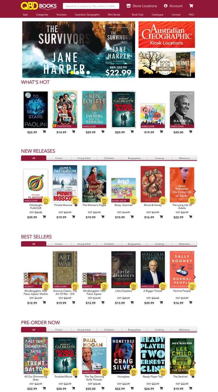 オーストラリアのオンライン書店：QBD