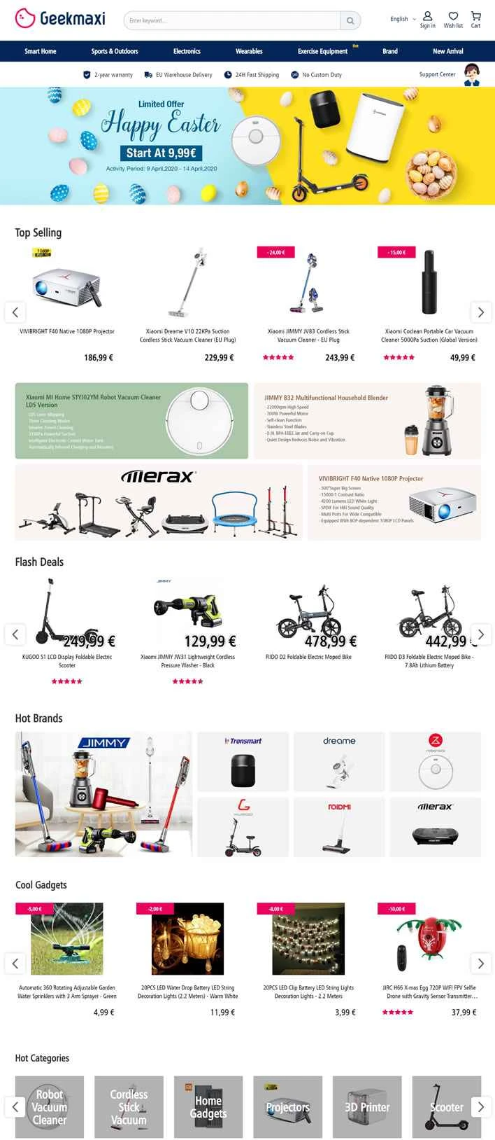 スマート家電、掃除機、スクーター、電動自転車 - オンラインショッピング：Geekmaxi