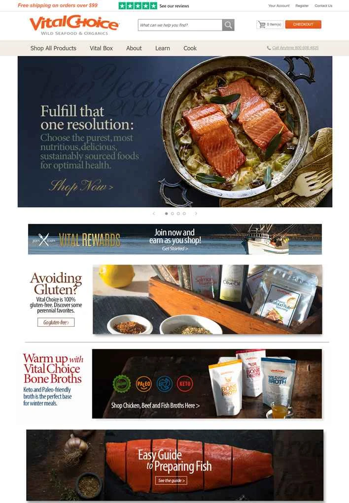 世界最高の天然シーフードとオーガニック食品：Vital Choice
