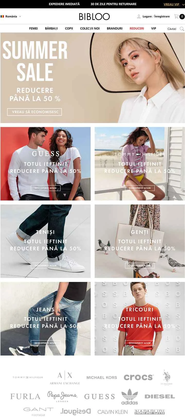 Bibloo Romania ウェブサイト: 女性、男性、子供用の衣類、靴、アクセサリー。