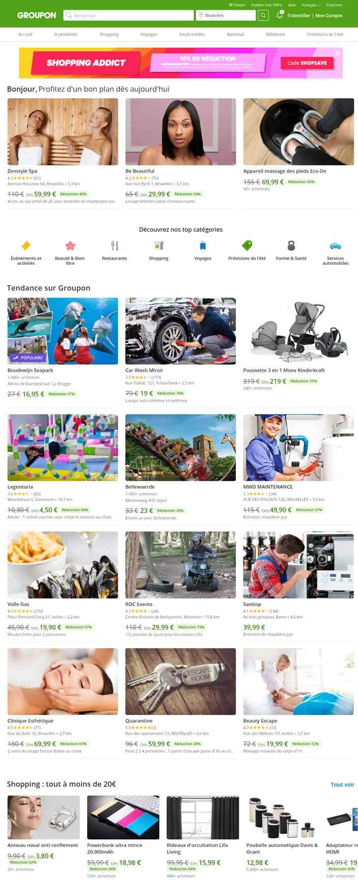 Groupon Belgium 公式サイト: セールやオンライン ショッピングが最大 70% オフ。