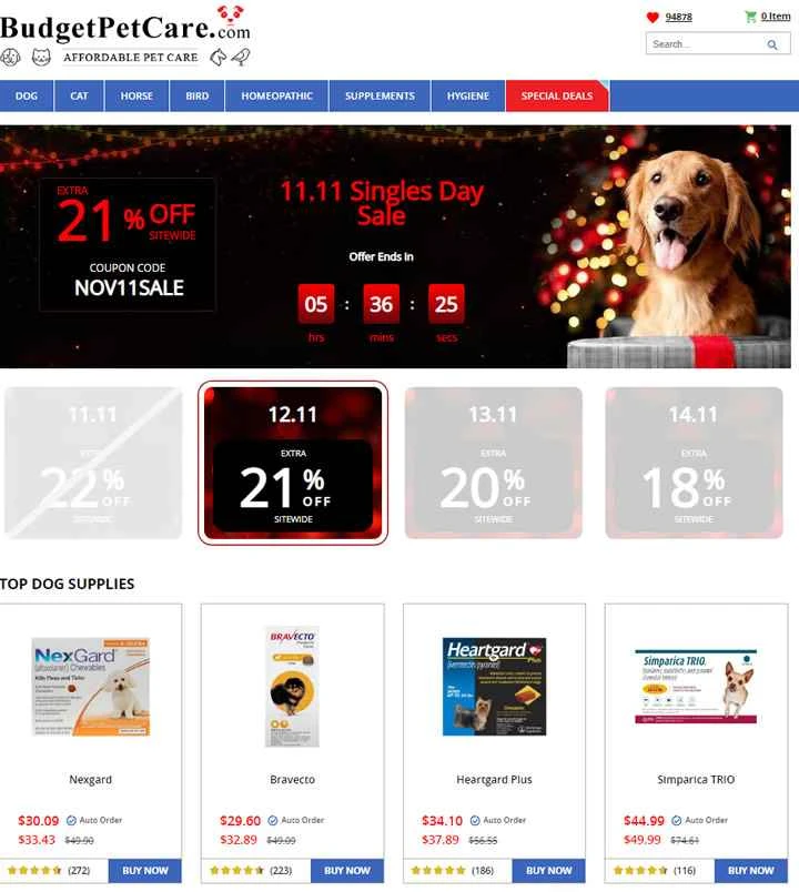 ペット用品・ペット関連商品のオンライン割引：BudgetPetCare