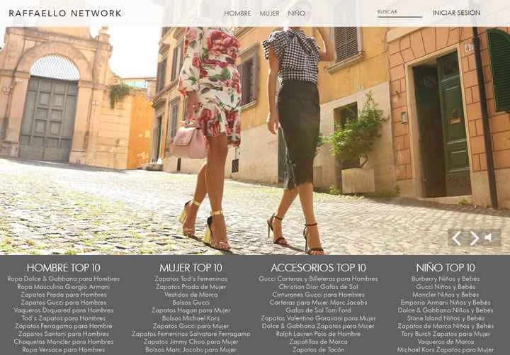ラファエロネットワークスペイン：イタリアのラファエロファッションショッピングウェブサイト