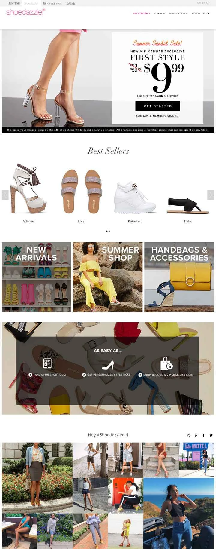 レディースシューズ、バッグ、衣類のオンライン販売、最初の商品は10ドル：ShoeDazzle