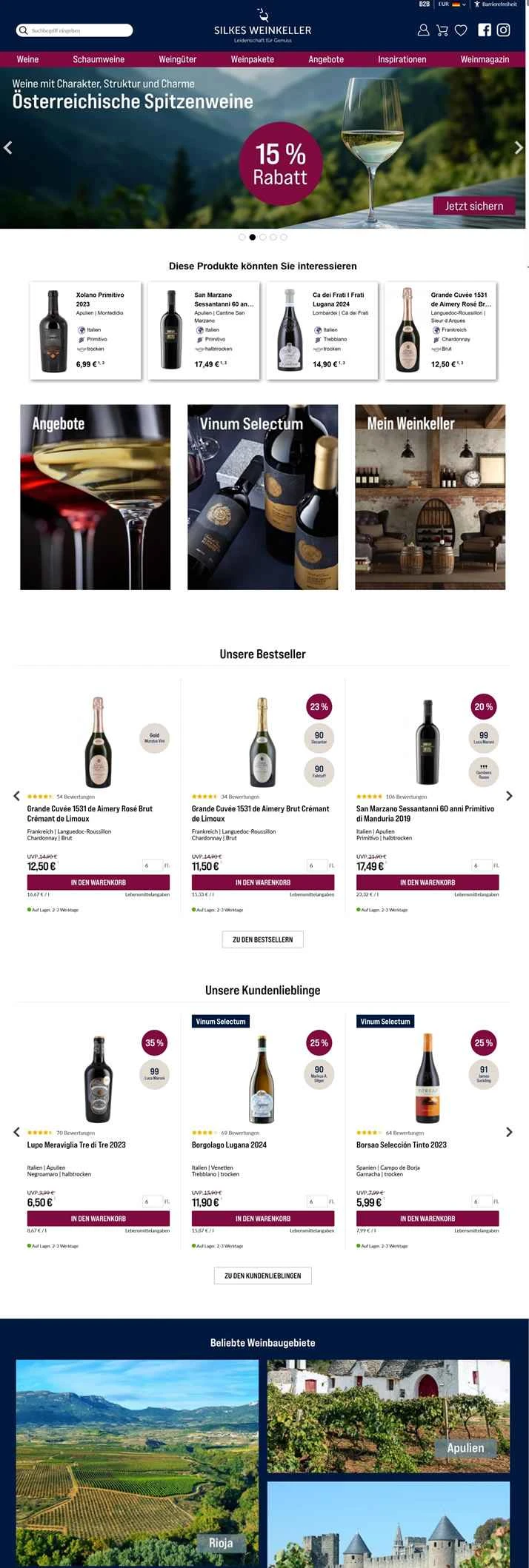 ドイツのオンライン ワイン販売業者: Silkes Weinkeller
