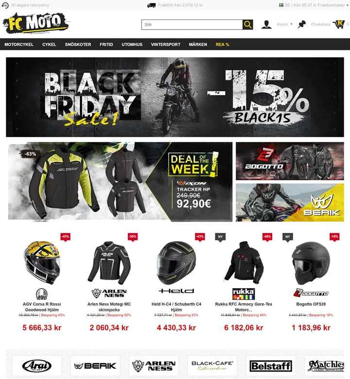 FC-Moto スウェーデン: ヨーロッパ最大級のオートバイ用アパレルとヘルメットの店