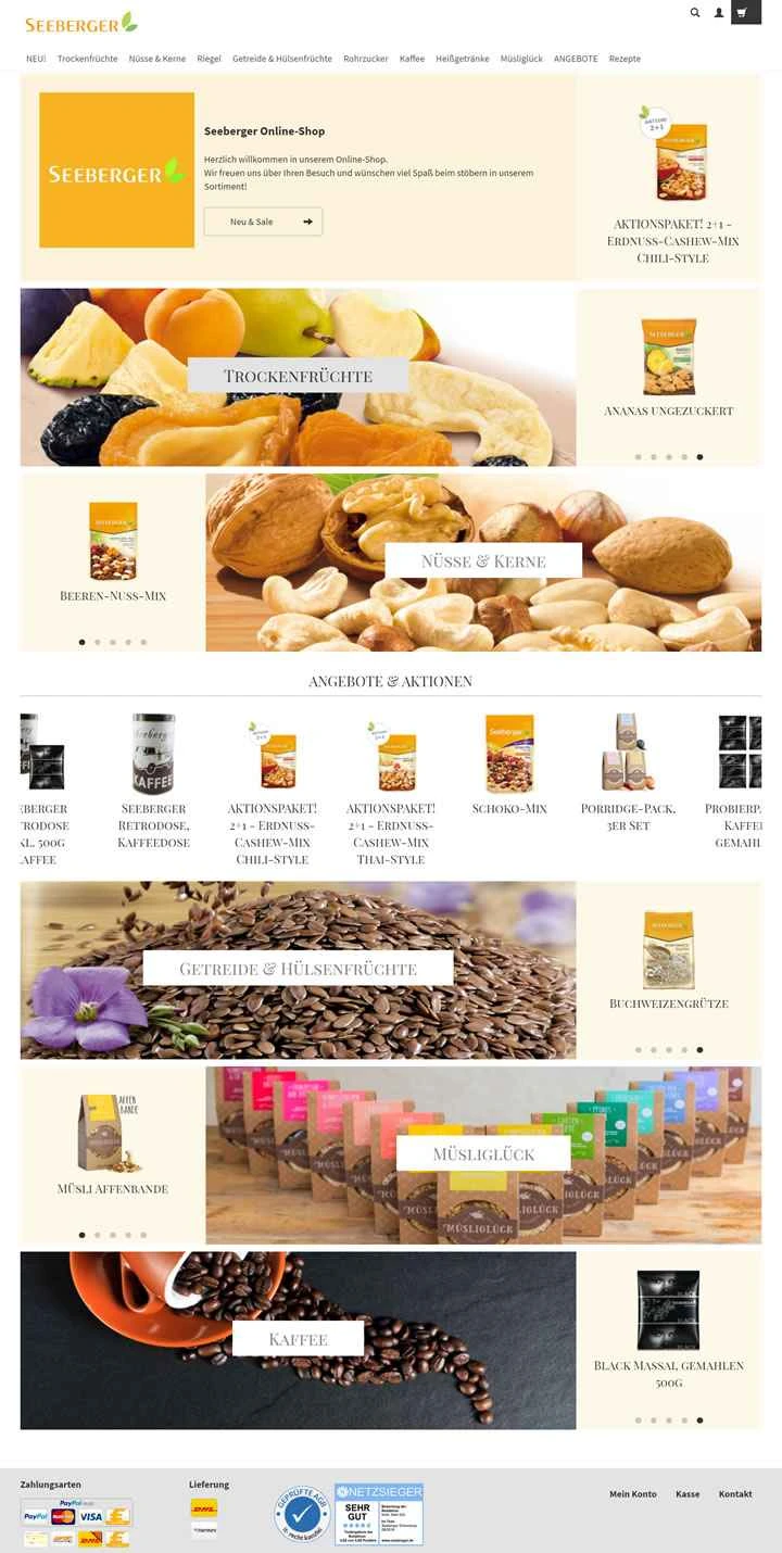 健康的なスナックを専門とするドイツの有名なオンラインストア、Seeberger