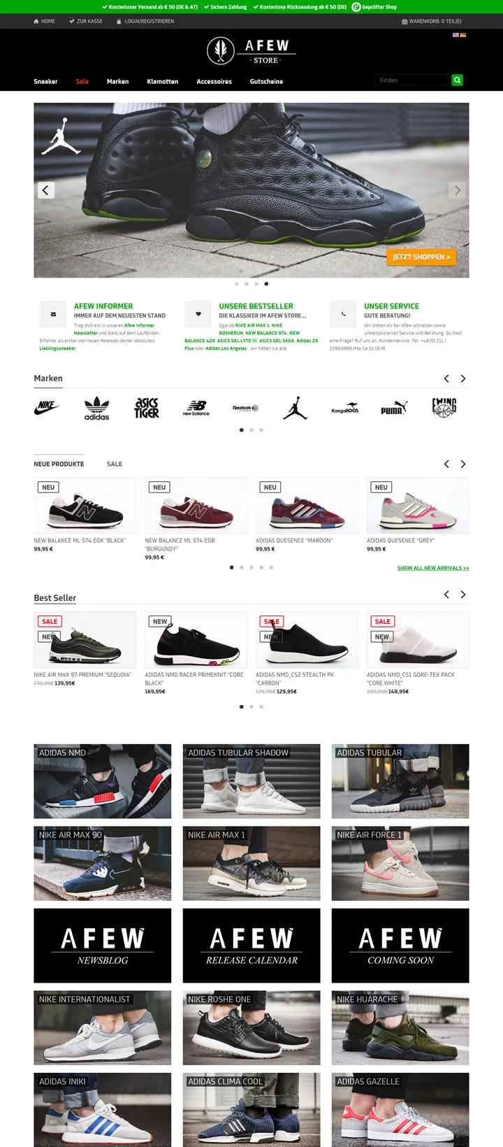 ドイツのオンラインスポーツシューズストア「Afew Store」