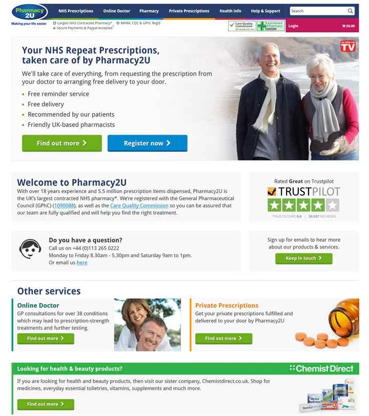 Pharmacy2U: 英国を代表するNHS認定オンライン薬局