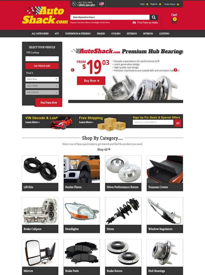 北米の大手自動車部品小売業者、AutoShack.com。