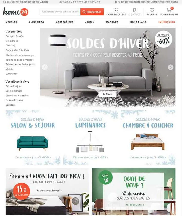 フランスの家具とインテリアアクセサリーの店：home24