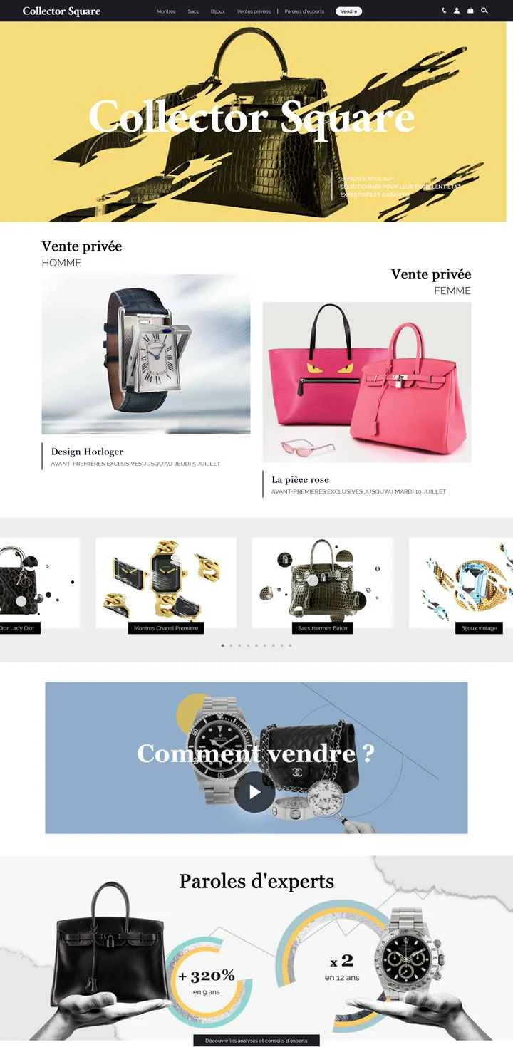 Collector Square は、中古ハンドバッグ、時計、高級ジュエリーを販売するフランスのオンライン小売業者です。
