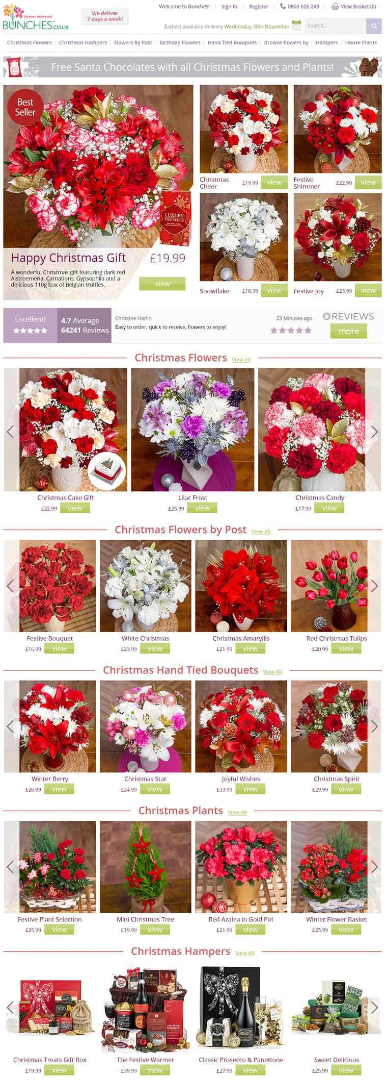 英国のオンライン花屋「Bunches」