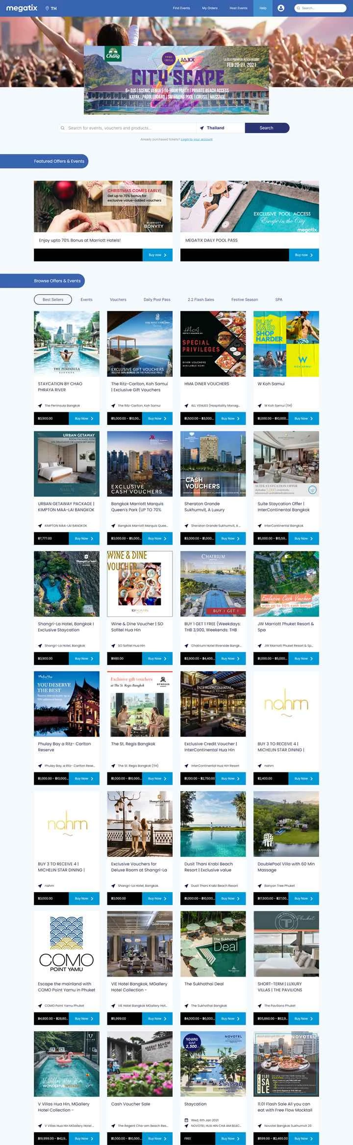 タイの最新イベントとオファー：Megatix