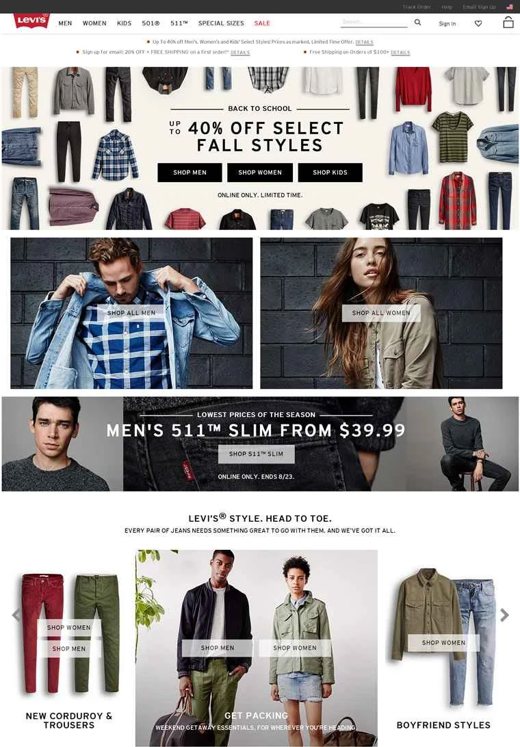 リーバイスUS公式サイト：アメリカの有名ジーンズブランド