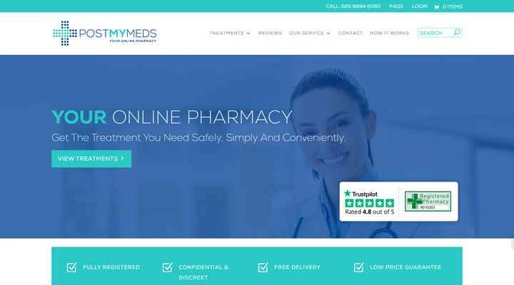 英国のオンライン薬局：PostMyMeds Pharmacy