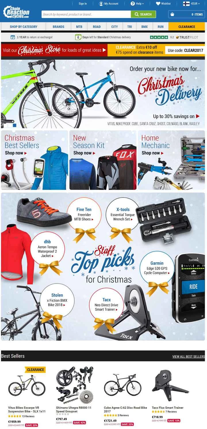 Chain Reaction Cycles（フィンランド）：世界最大のオンライン自転車店