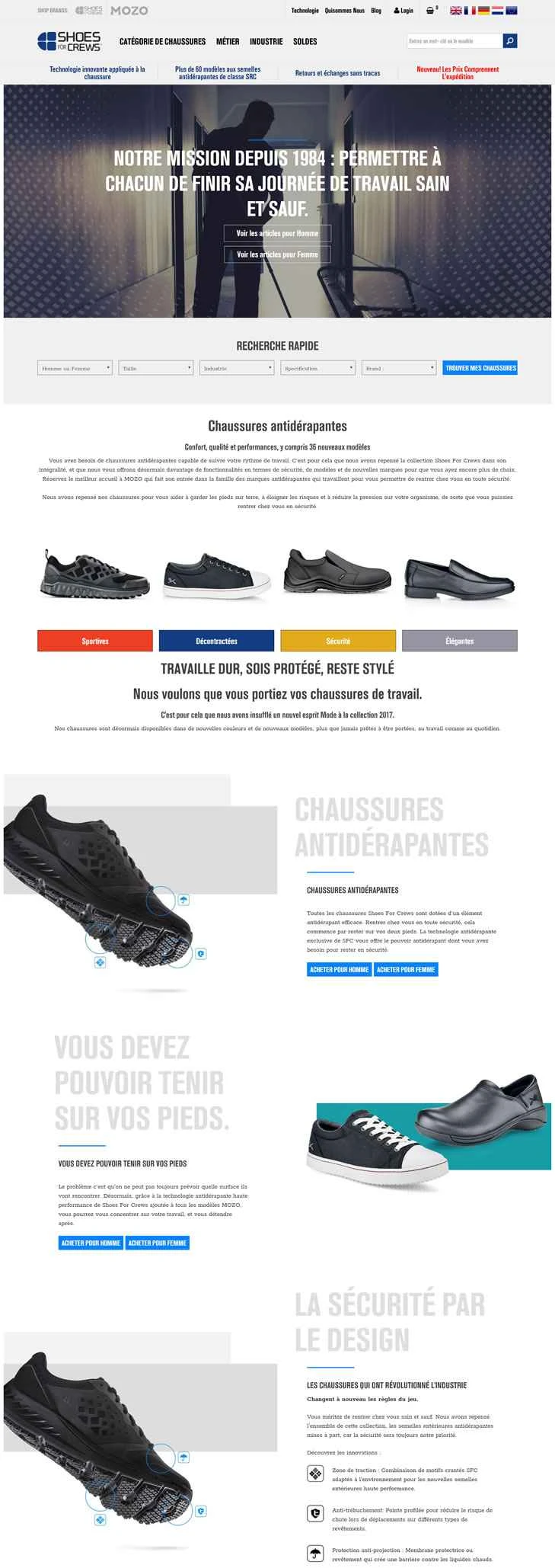 Shoes For Crews France 公式ウェブサイト: アメリカを代表する滑り止めシューズのデザイナー兼メーカー