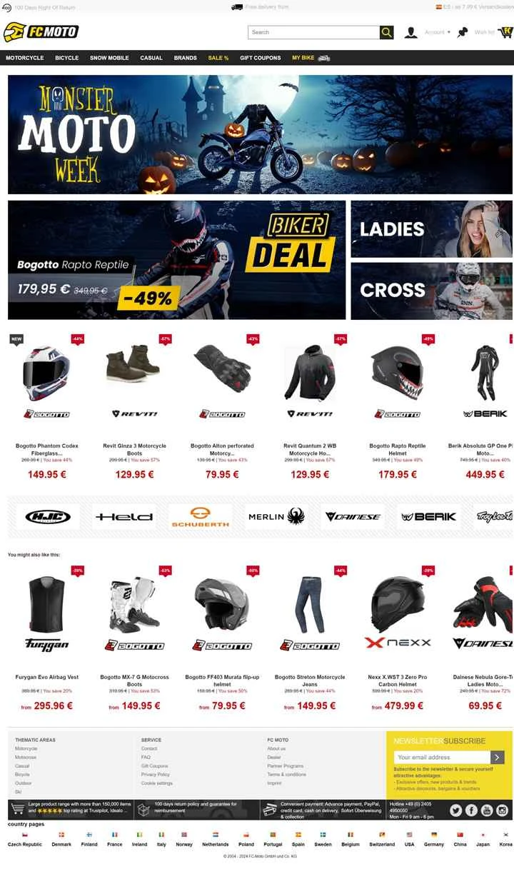 FC-Moto Ireland: ヨーロッパ最大級のオートバイ用アパレルとヘルメットの店