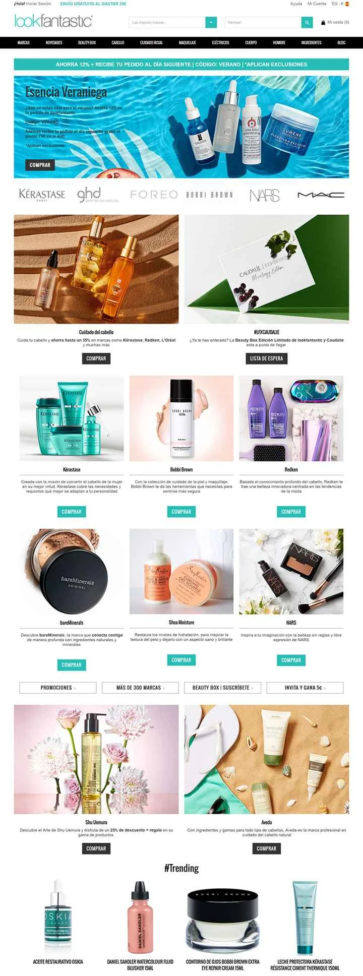 Lookfantastic Spain公式サイト：イギリスの有名な美容ショッピングサイト
