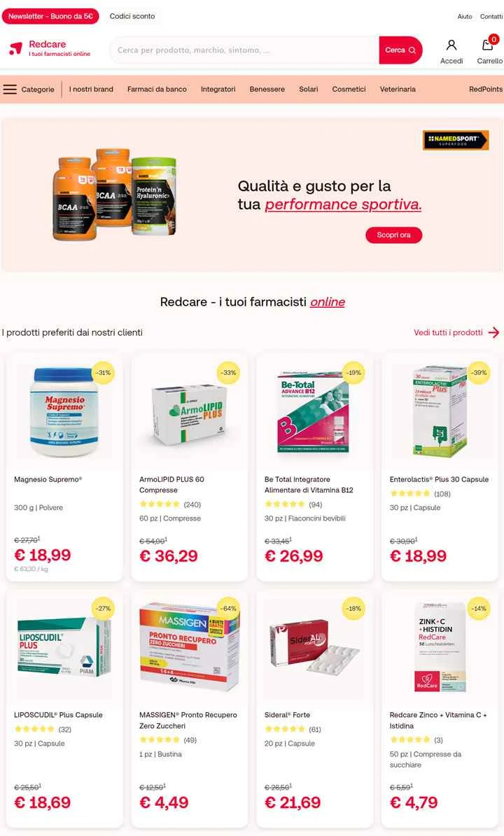 イタリアのオンライン薬局：Redcare