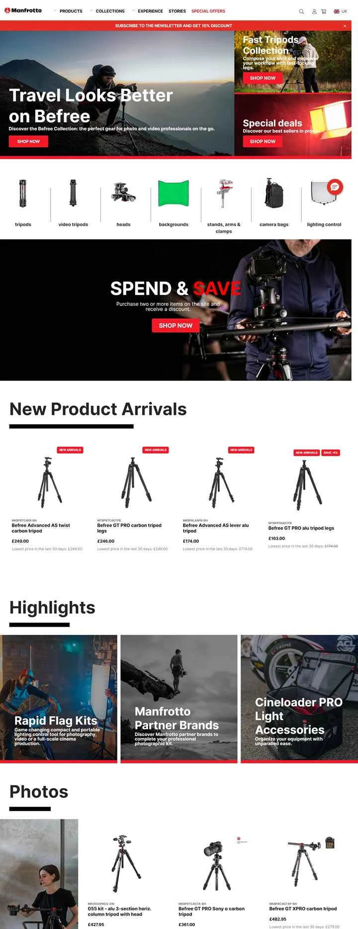 Manfrotto UKウェブサイト: カメラ三脚と写真アクセサリー