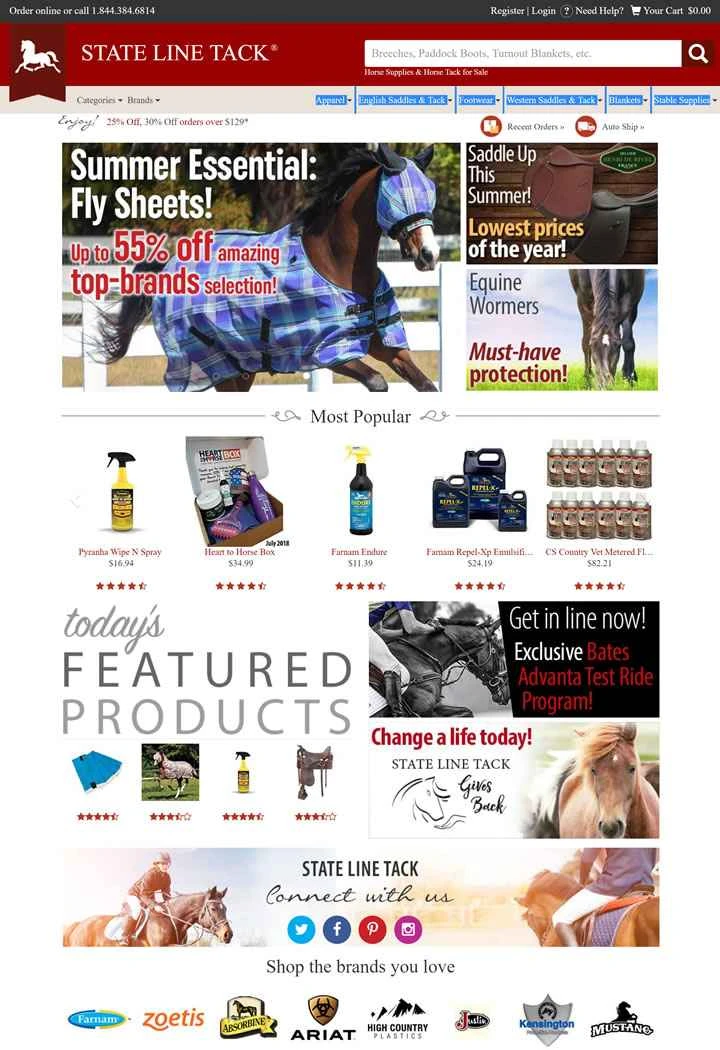 State Line Tack は、米国を拠点とする馬具および馬具のオンライン ストアです。