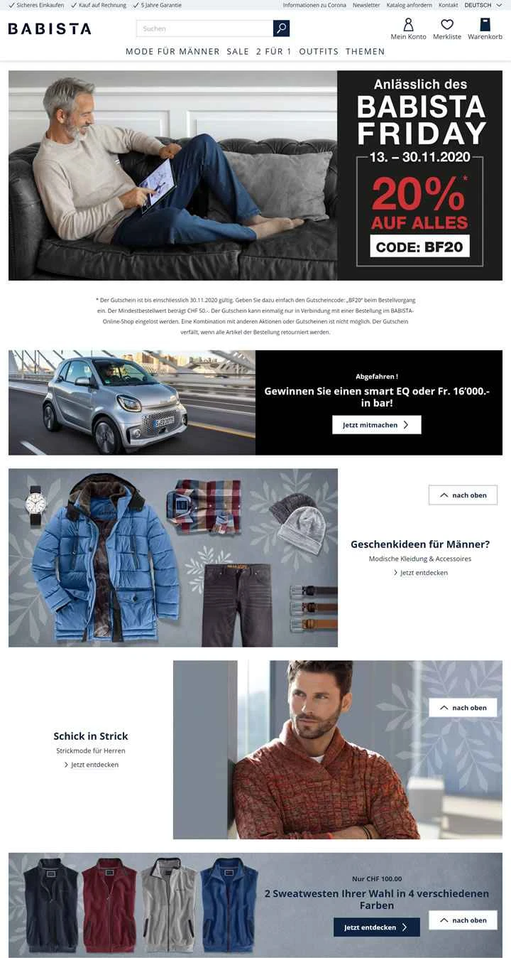 スイスのメンズファッションオンラインストア：Babista