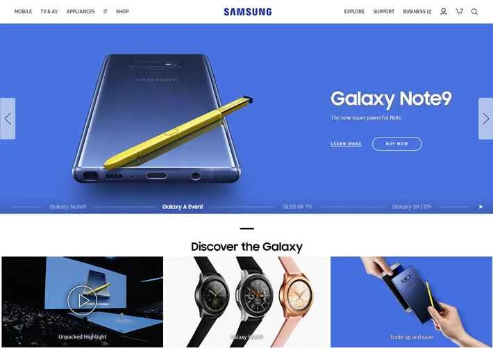 Samsung UKのウェブサイト: Samsung UK