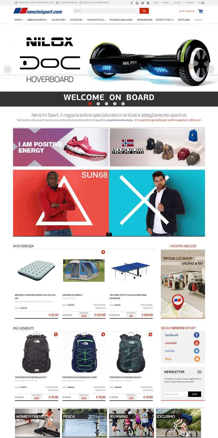 イタリアのオンラインスポーツ用品店、Neucini Sport