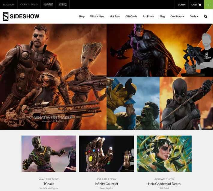 ポップカルチャーコレクターズアイテム：サイドショー（DCコミックス、スターウォーズ、マーベル）