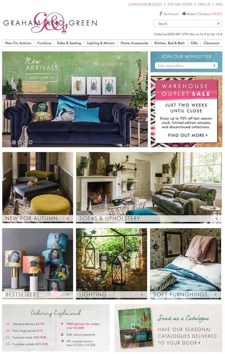 グラハム＆グリーンは、スタイリッシュな家具、室内装飾品、ギフトを扱う英国のブティックです。