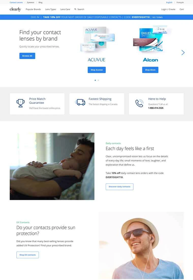 カナダの格安コンタクトレンズショップ：Clearly