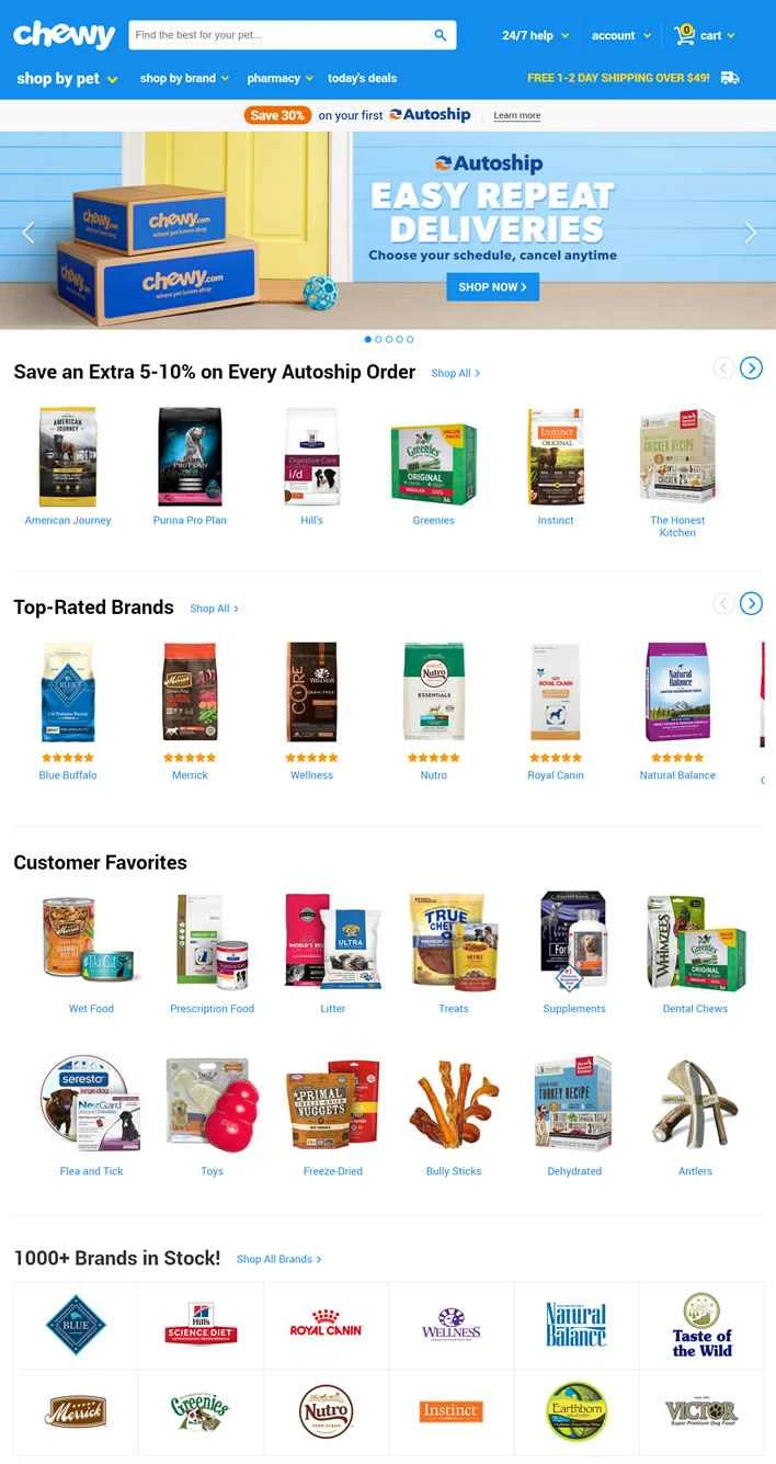 アメリカのオンラインペットショップ：Chewy
