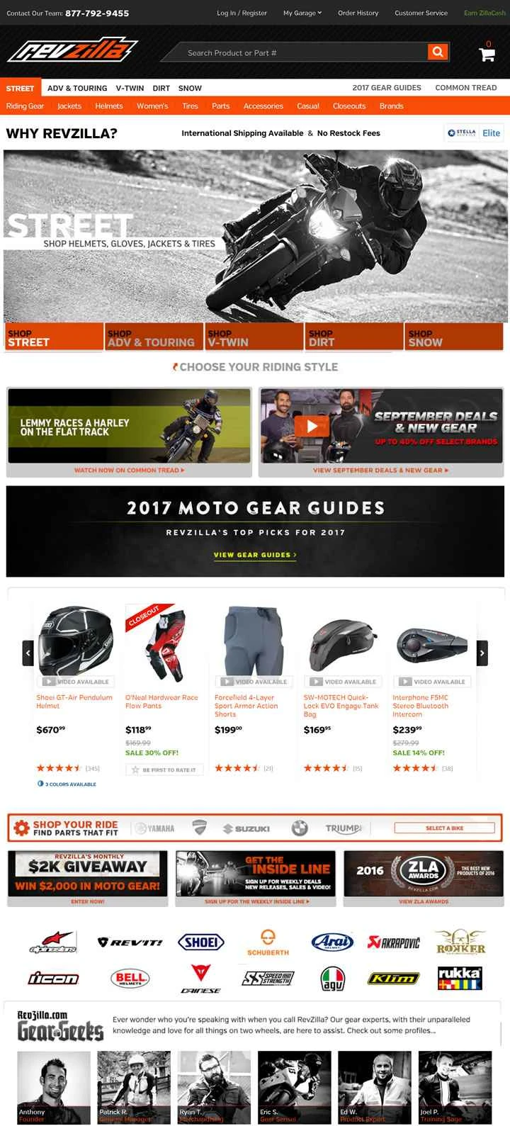 RevZilla は、オートバイ用機器の世界的リーダーです。