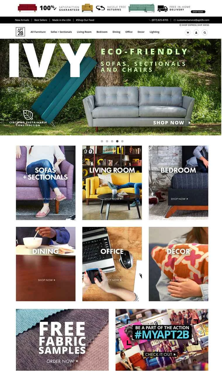 アメリカンモダン家具とホームファニシングストア：Apt2B