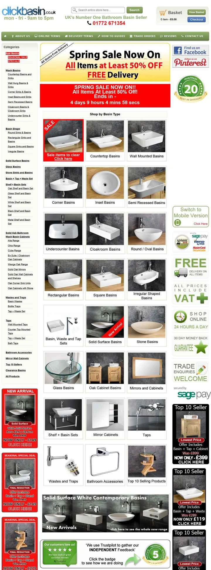 英国のバスルームシンクのショッピングサイト：Click Basin