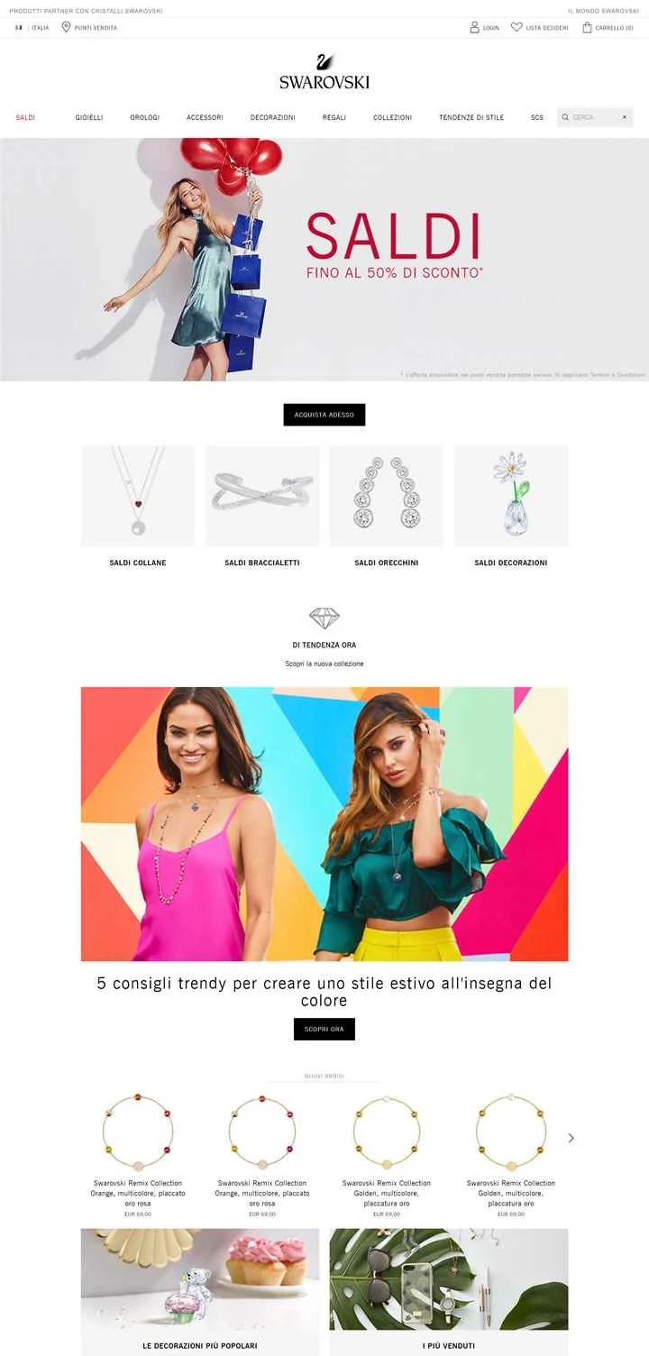 スワロフスキー・イタリア公式サイト：SWAROVSKI Italy