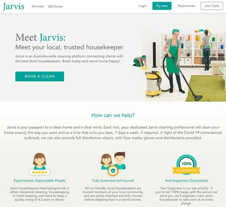 Jarvis: オーストラリアの信頼できるクリーニング プラットフォーム、あなたのパーソナル コンシェルジュ。