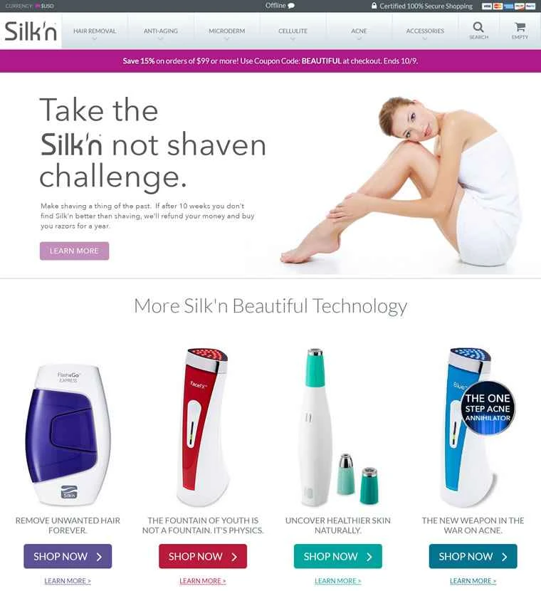 Silk'nレーザー脱毛器公式サイト：silkn.com