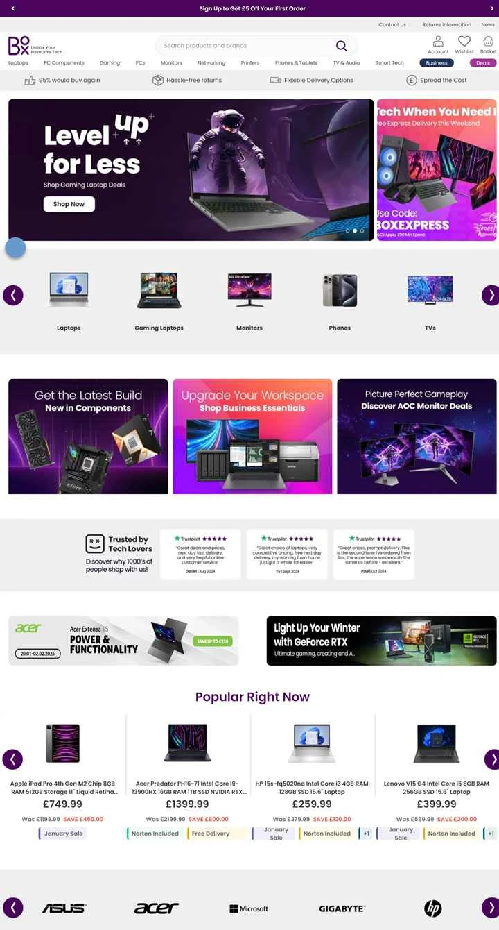 Box UK テックストア: ゲーミング PC、ラップトップなどを購入できます。