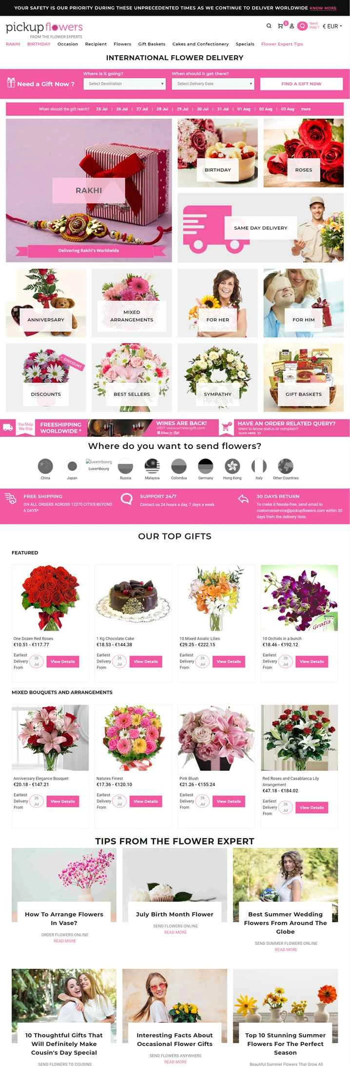 インターナショナルフローリスト：ピックアップフラワー