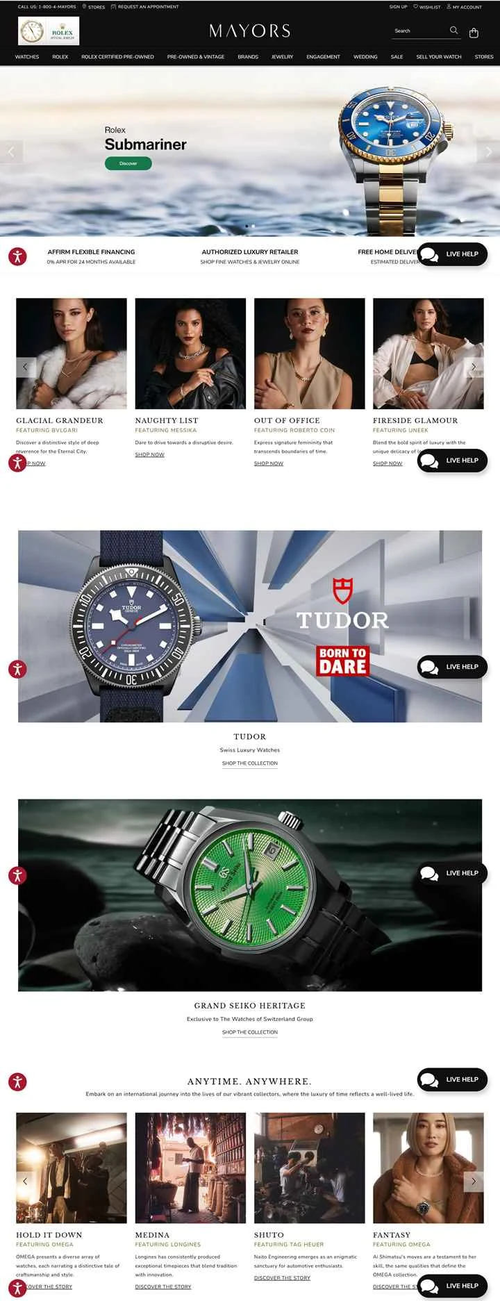 Mayors: 高級腕時計、ロレックス、ダイヤモンド、結婚指輪などを販売する米国のオンライン ストア。