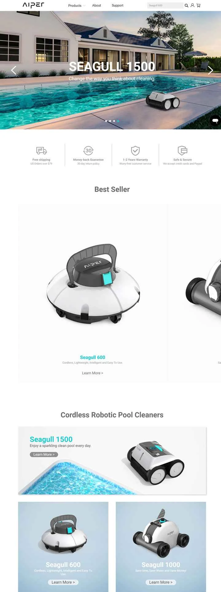 Aiper公式サイト：コードレスロボットプールクリーナーのパイオニア