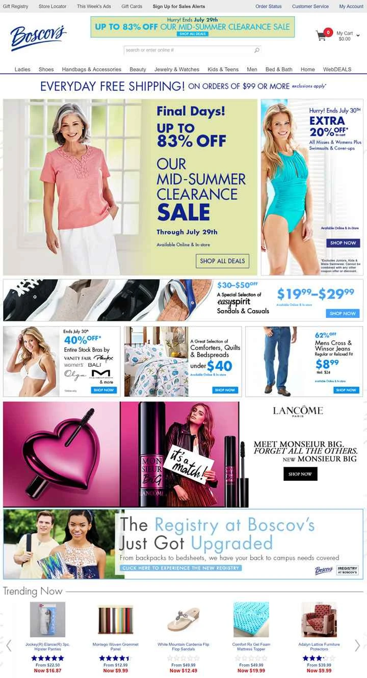 アメリカの有名な家族経営のデパートチェーン、ボスコブス。